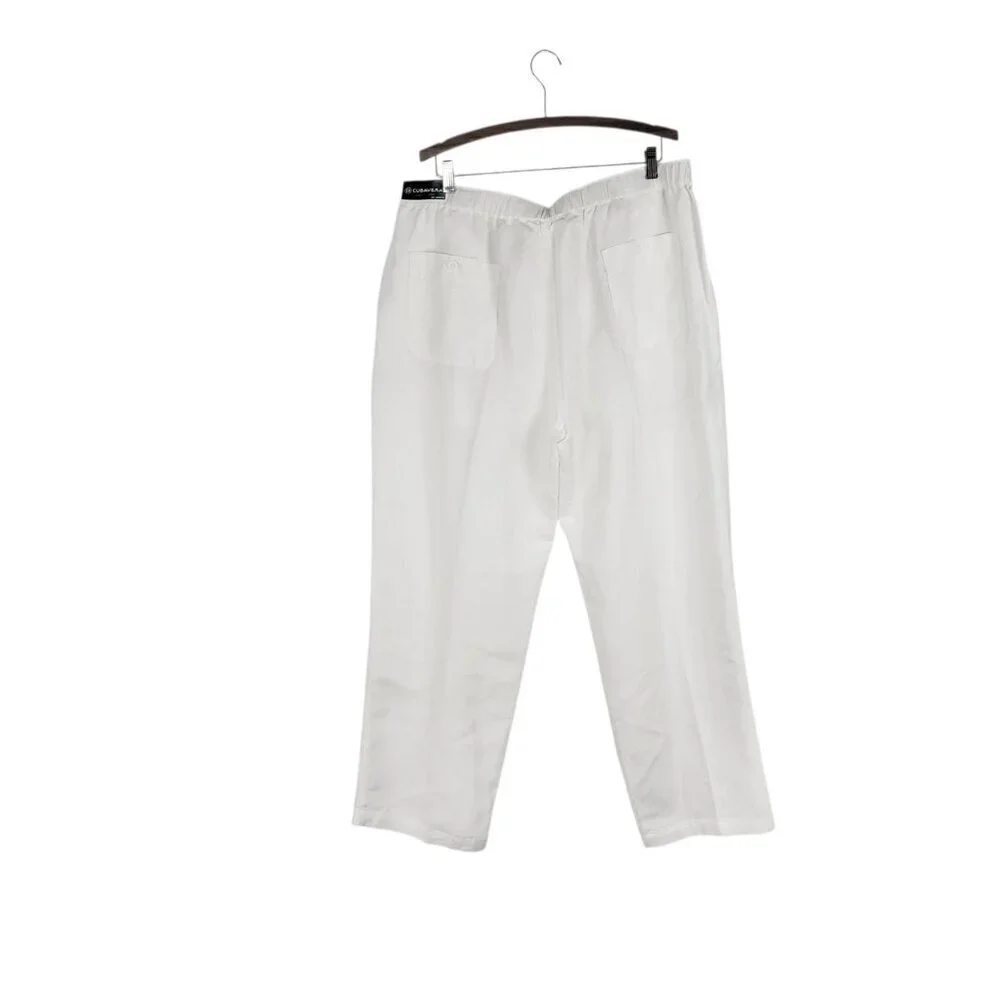 Cubavera Linen Blend Pants White Drawstring Casual NWT Mens Size XXL